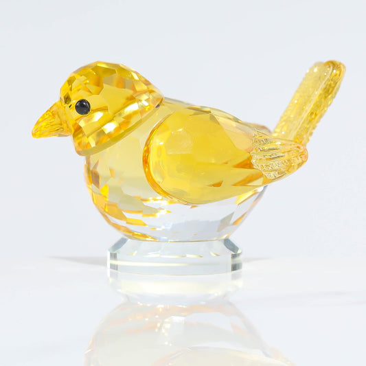 Handmade Crystal Bird Figurine - Artisan Glass Animal Sculpture for Home & Office Decor, Unique Desk Paperweight Gift