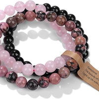 3 PCS Crystal Bracelets for Women | 8mm Amethyst Natural Stone Beaded Stretch Jewelry